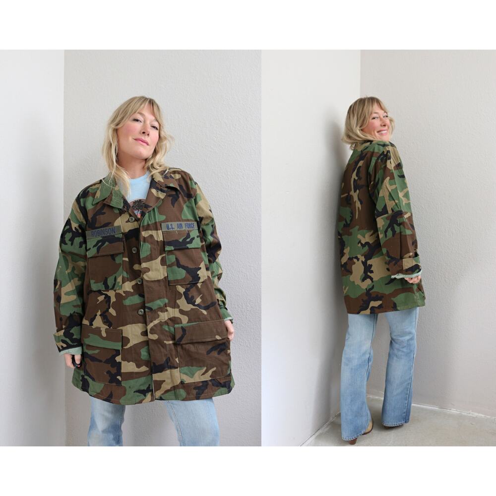 1990's Vintage M81 Woodland Ripstop Type III Camo Jacket ~ Women's LG XL XXL